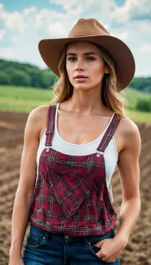 20岁农妇在农场大乳房时,正在镜子里拍摄自己的照片,欣赏她的曲线,并假扮镜头. 她不知道有人从后面看她 他们的眼睛粘着