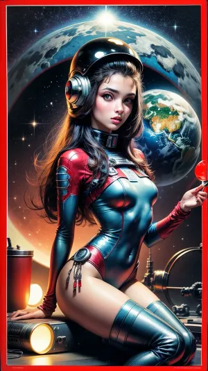 Dans les années 70, la jeune femme était assise sur une fusée dans l'espace, portant un casque spatial et un corps bimbo. Elle était la bimbo ultime, prête à être utilisée par quiconque avait l'argent pour payer pour elle