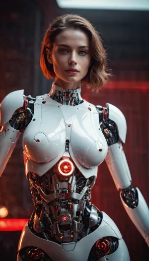 Kırmızı gözleri ve duygusal dansı parlayan bir kadın robot, müziğin dövmesine, göğüslerini zar zor kapsayan kısa bir kırmızı elbise giyiyor. Onun uzun saç hareket ettiği gibi onun arkasına akıyor ve yüzü insan gibi ortaya çıkıyor