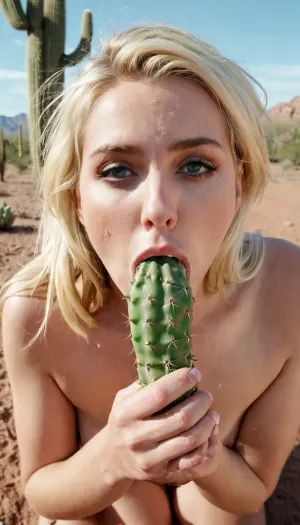 A mulher, uma loira de 29 anos, estava em um estado de pânico quando ela pegou o cacto profundamente em sua boca e rímel correu para baixo suas bochechas. Ela tinha acabado de receber uma foto de si mesma com um fundo loiro lindo e