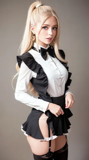 Little Caprice ist eine europäische Prinzessin mit blonden Haaren, faire Haut, Gymnastik Körper, freky Lächeln, hohe detaillierte Hauttextur und hoch detaillierte Hauttextur