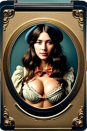 Kısa saç ve dimples ile sevimli bir uzun kadın, kendi fotoğraflarını çekmek için bir vintage Polaroid kamera önünde oturdu. Deniz hayvanları, mercan ve duvarları dekore eden nautical themed room with sea animals, mercan ve kabukları vardı. Oda doldu