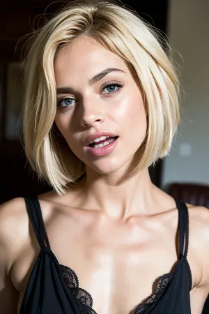 A woman 25 yrs old, blonde, skinny, naked, bobcut, (((brown eyes))), excited, aroused, orgasm face, furrowed brow, perfect teeth, orgasm_face, <lora:orgasm_face_v10:.6>