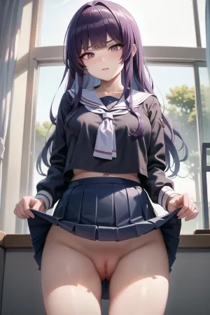 Очень детальная и реалистичная стеклянная скульптура женского персонажа с большой грудью, поднятая юбка, а щель кнопок создается ИИ-генерированным текстом. Скульптура освещена профессиональной настройкой освещения, которая создает идеальную атмосферу для сцены. Фото