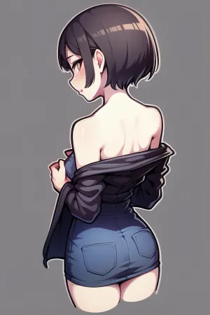 woman, (((undressing))), sticker, (((colored))), simple, background, solid, outline, <lora:easy_sticker:.5>