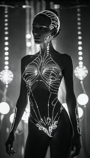 ダークでディンディーなディスコでは、ダンスフロアを横断したディスコのスケルトンとして、ライトが点灯しました。 女性のAラインドレスは、彼女が音楽の鼓動のビートに踊ったように彼女の周りに流れました