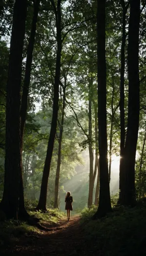 Na imagem, uma menina bate o narrador mais perto com seu dedo, e ele segue sua voz para a floresta. Quanto mais fundo eles vão, mais perdido ele se torna até que ela o leve para fora da escuridão