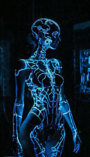 ディスコの女性は、スケルトンのAI生成画像を見たときに、音楽にカラフルな衣装と踊りを着ていました。 周りを回し、AIで生み出されたイメージだったのを見たが、ダンスを続け、瞬間を楽しめる