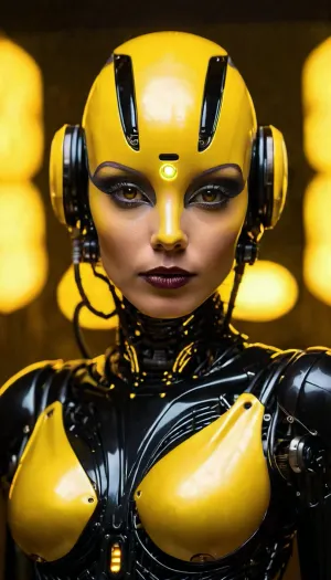 The wasp head robot in the club was generating a colorful lights show, while the bee robotic body danced to the music. The nude woman caught in the fog and closeup shots of her body were visible