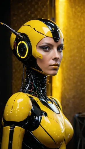 The wasp head robot body was designed to look like a naked woman with colorful lights, and it had a closeup feature that allowed the user to take pictures of themselves with the robot. The club was filled with fog and people were dancing and having