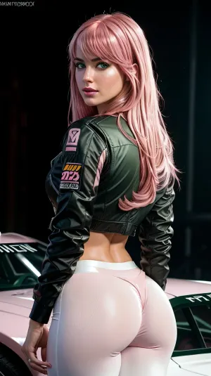 Die KI generierte eine 5-Sentence-Geschichte über eine schöne Frau mit Vollkörper-Porträt der schönsten Frau der Welt, die vor einem Rennwagen stand und eine äußerst detaillierte CG-Uniform mit professionellem majestätischen Impressionismus Ölgemälde von Waterhouse trug