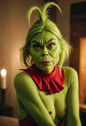 Die Frau auf dem Foto grinst von Ohr zu Ohr, da sie eine Kopie von "The Grinch" Magazin hält, ihre Aufregung und Freude zu erfassen, um die neueste Ausgabe von "The Grinch" Magazin