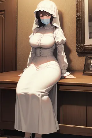 एक पुरानी तस्वीर में, एक महिला का चेहरा पारदर्शी प्लास्टिक बैग द्वारा कवर किया जाता है। इस तस्वीर को 19 वीं सदी में लिया गया था और उसे अपने स्तनों के साथ पूर्ण लंबाई की तस्वीर दिखाती है। महिला एक सफेद पोशाक पहन रही है और प्राकृतिक स्तन है। The The most of the most important