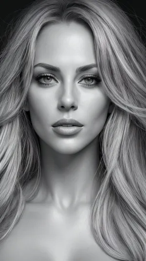 Portrait photoréaliste d'une femme aux cils et sourcils photoréalistes épiques, ombres sombres photoréalistes sur le visage, ombres claires photoréalistes épiques, rides photoréalistes épiques sur le front, massifs