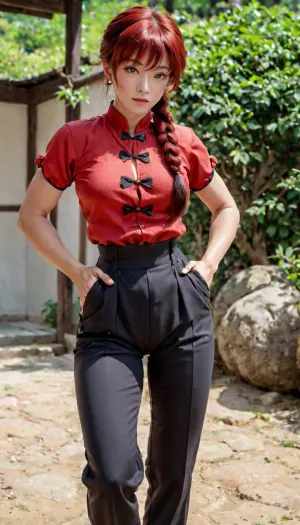 Ranma21 était une fille aux longs cheveux roux, portant une chemise à manches simples et un pantalon à manches hautes. Elle avait une tresse de queue de cheval sur son côté gauche et tenait une photo d'elle-même dans ses mains