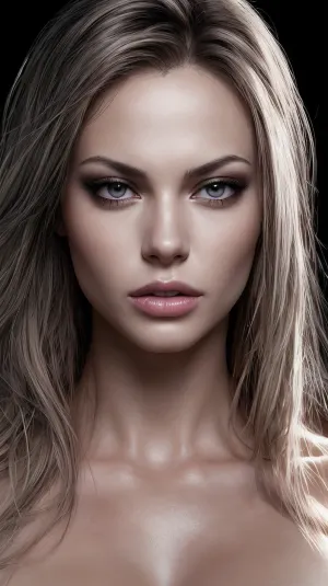 La femme sur la photo était superbe, avec une peau parfaite et un visage parfait. Ses lèvres étaient parfaitement façonnées et ses yeux étaient sombres et mystérieux. Elle avait un look de maquillage de soirée sexy qui a mis en évidence ses seins photoréalistes épique, photoréaliste épique ni