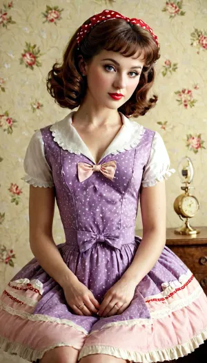 woman, Pin up. photo from 1957, <lora:flat_chested_v3.5:.8>, <lora:ahxl_v1:.8>, sweetegl, sweetop, sweetjsk, <lora:sweetlolitaxlv3_5:1.1>