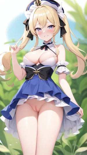 В мире, где ИИ достаточно продвинулся, чтобы создать реалистичное порно, Barbara_ - красивая девушка с голубыми глазами и светлыми волосами. Она носит мини-шляпу и грины на камеру, когда она растягивает ноги, чтобы показать свою киска. Ее грудь