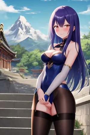 照片中的女人在山上露出照片时微笑和脸红。 她的头发松了 流了下来 完美地塑造了她的脸 她穿着简单的衣服, 拥抱她的曲线 完美,突出她的特征 同时仍然允许