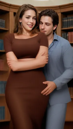 女性は図書館に歩いていた司書としてドレスアップしました, 彼女の後ろに流れる彼女の長い茶色の髪. 彼女の次のエロチック冒険のための完璧な本を見つけるためにミッションにありました。 棚を眺めてみると、手伝ってくれないけど、気付くことはできない