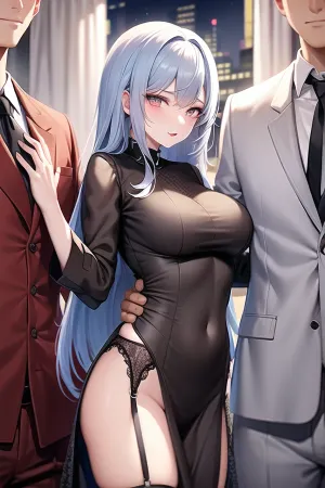 Uma mulher de 25 anos com cabelo encaracolado longo e uma figura esbelta usava um vestido de prata apertado que mostrava suas curvas e tinha uma fenda no lado. Ela passou pelo lobby do hotel com confiança, sabendo que estava sendo verificada por