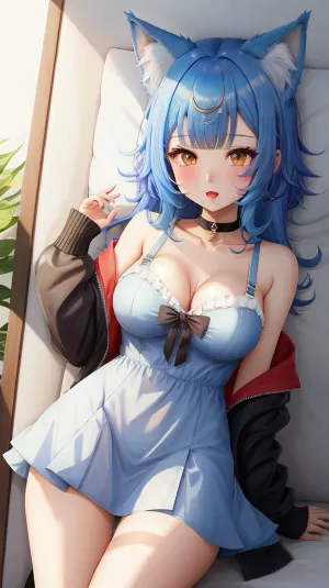 बिल्ली के कान के साथ एक नीली बालों वाली लड़की एक माइक्रोड्रेस पहन रही थी और एक नग्न तस्वीर के सामने खड़ा था। वह अपने सामने gruatype लड़के के लिए कुछ whispered, जो उत्सुकता से अपने कपड़े बंद करने से पहले अपने सिर नोड किया। लड़कियों