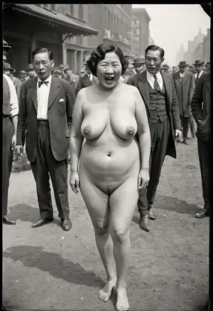 中高齢の女性は、公共で魅了され、恥ずかしいと彼女の周りの人々から笑いを引き起こします