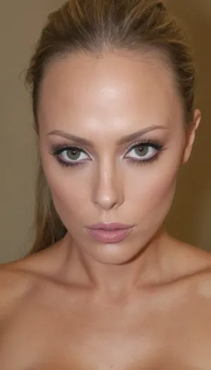 Le portrait photoréaliste de Nicole Aniston illustre la réalité absolue de son corps, y compris ses pommettes pointues et sa mâchoire, ses seins pleins, ses mamelons ronds, ses hanches larges et sa taille étroite. Le portrait capture également les détails de son visage,