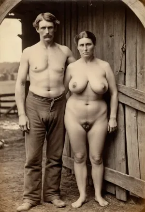 1860 년 아일랜드 여성과 함께 젊은 남자의 희귀 사진은 거대한 가슴을 가진 성숙한 irish 여자의 아름다움을 캡처