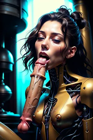 masterpiece, highest quality, photorealistic, perfect face, symmetrical eyes, perfect eyes, detailed lips around cock, robot young adult girl on her knees sucking cock, ((blowjob)), penis in her mouth, the robot fembot sexbot fuckbot is sucking a cock, her body is mechanical, realistic penis, ((sucking on penis)), ((penis in mouth)), ((pov blowjob)), (large penis), (excessive cum:1.5), (cum drippinging over shaft and face and hair:1.5), (realistic cum:1), (thick cum:1), (runny cum:1), <lora:reelmech1v2:1>, <lora:fantastic_characters_v4:.5>, <lora:BetterCocks:.5>, <lora:mshn:.5>