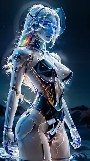 以mecha为主题的详细和超细的8k cg壁纸被呈现出来,以一个高腿男子为主角,牛青成年男子中枪,身穿mecha胸罩,全盔甲,两眼间头发非常长