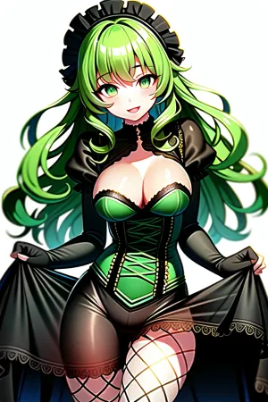 A menina com o rosto perfeito e grandes olhos verdes claros estava deitado na cama, usando um espartilho de rede de pesca. Ela tinha perfeita iluminação e melhor sombra, o que a fez parecer ainda mais bonita. Seu cabelo encaracolado foi espalhado no travesseiro,