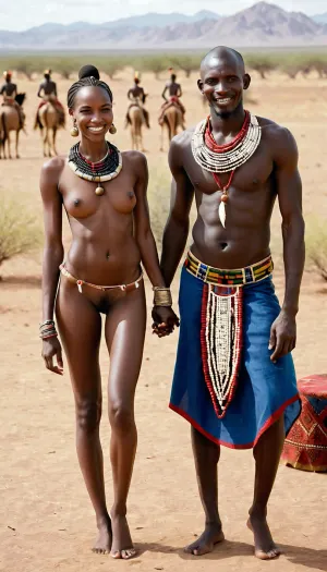 Afrika Masai kabile gelininin tam vücut resmi çok uzun ve geniş açık bir alanda alındı. Ebony derisi vardı, doğal perky boobs ve çok ince bir belline. Onun seductive
