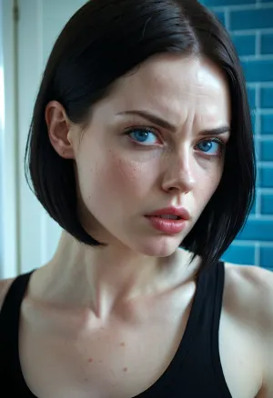 28-летняя русская женщина с высококачественной текстурой кожи была рассержена и расстроена, создавая потрясающий пейзаж с использованием передовых технологий ИИ