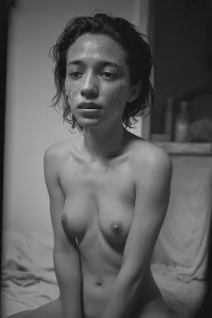 A mulher na fotografia está vestindo um vestido de campo de algodão, que era um vestuário tradicional usado por mulheres afro-americanas durante o período de tempo da Guerra Civil. Ela tem pele escura, maçãs do rosto altas e olhos largos que transmitem medo e desespero