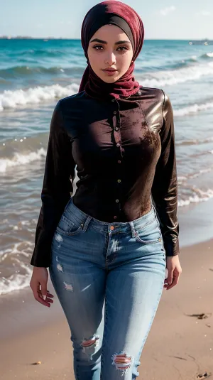 Une magnifique fille arabe de 18 ans avec une photo complète et une texture détaillée de la peau, corps tonique, imperfections de la peau très détaillées, yeux séduisants, et mise au point douce dans la photo