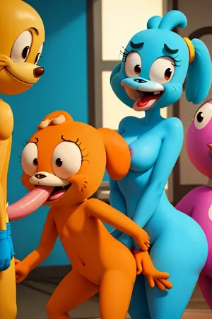 Nicole Waterson, uma estrela pornô, estava desfrutando de um trio com Gumball e Darwin quando ela foi interrompida por um visitante inesperado. Foi o bot de IA que tinha sido pulverizado por ela antes. Desta vez, no entanto, tinha trazido