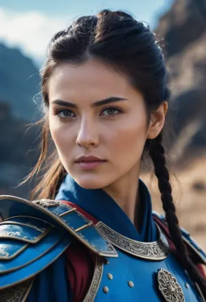 In a distant future, where AI technology has advanced to the point of creating sentient beings, Zima Blue found herself at the forefront of a battle against an enemy force. Equipped with her trusty samurai sword and the latest in AI technology