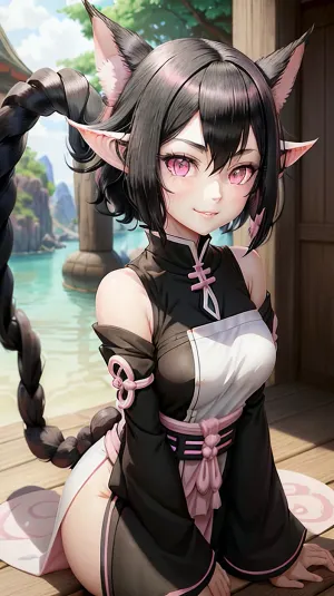 The woman with the beautiful black hair, pink eyes, and white haori captured Ryu's true form perfectly in a picture