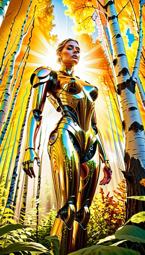 En un mundo donde la tecnología AI había avanzado hasta el punto de crear arte, Lily estaba fascinada por la máquina Hypno Art. Pasaba horas mirando mientras la máquina creaba arte con rayos de sol máximo y aves en mente. Un día, ella tropezó con