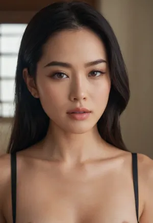 japanese woman, 18 years old, sexy black hair, straight hair, innocent face, mature face, slick back hairstyle, revealing forehead, pale white soft skin, sexy, perfect fingers, perfect cinematic lighting, nude, looking into camera, highly detailed face, full body, perky boobs, 8k wallpaper, hairy pussy, dense hair in private parts, hour glass figure, skinny, tensed eyebrows, mouth wide open, winks, with, one, eye, at, viewer, artistic, makeup, biting, her, lips, shadow, winkes, bit, <lora:artmakeup_bit_winks_v3:.5>