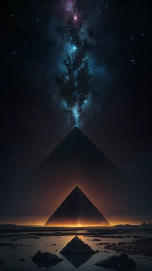 beautiful woman in cyborg armor, intricately patterned steel armor, topless, geometric patterned clothing, perfectly crafted face, detailed symmetrical round iris, fabrics and textiles, medium symmetry, neoprene, unsplash portrait, stylized digital art, smooth, ultra-high resolution, 8k, unreal engine 5, ultra-precise focus, a masterpiece of complex artistic work, sinister, epic, by Beksinski, highly detailed, vivid, cosmic fractal galaxy, black background, bright stars and clusters, radiance, glitter and play of light, highly detailed image, saturated colors, ultrarealism, Panoramic shot, you can see everything, the pyramids are partially flooded, a beautiful and creepy world in which you want to stay, calling to yourself every night, An ancient alien world, scattered stars, nebulae and galaxies are visible in the sky, huge black pyramids towering over the landscape, black sand, the sea next to the pyramids, photography in full height, the whole body is visible, (pyramids of black obsidian:1.1), rays of light, light graphics, sacred geometry, surreal futurism, breathtaking full-length view, fine details, perfect lighting, (best shadow), A cinematic composition with bright colors and exquisite details, realistic lighting using a special light source that conveys the atmosphere. atmosphere. the intrigue and beauty of the night world, eerie and otherworldly mood, a sense of hidden mystery and danger in the shadows, 8K, UHD, the best quality, ultra-high definition, (UHD), hyperrealism and high dynamic range, (HDR), realistic lighting, unforgettable, impressive, breathtaking beauty, super-detail, the est details, high resolution, epic mysterious scene, super detail, the mood is creepy and otherworldly, with a sense of mystery and danger, A photograph of a dark and disturbing scenario influenced by the works of H.R. Giger and H.F. Lovecraft is a disturbing work of art, the landscape is dotted with black rocks, grotesque fantasies of H.R. Giger.