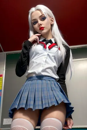 Una giovane ragazza scandinava per adulti con texture della pelle di alta qualità, corpo affilato, e capelli altamente dettagliati è stato catturato in una foto realistica e follemente dettagliata. Il suo ombretto blu e eyeliner sono stati perfettamente applicati, mostrando la sua giusta texture della pelle. Lei