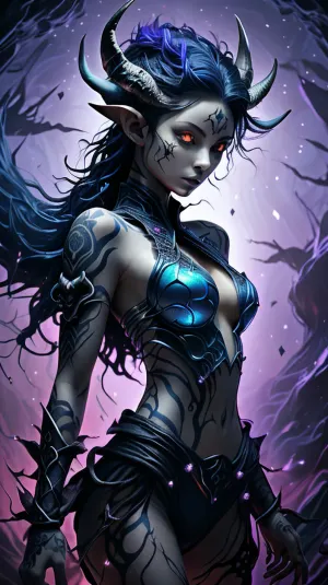 Девушка с маленькой грудью и пухлыми соски шла через темную пещеру, ее крылья блевали за ней. У нее была татуировка дракона на плече и она носила броню бикини, изготовленную из чешуй. Ее рога капают с кристально чистыми