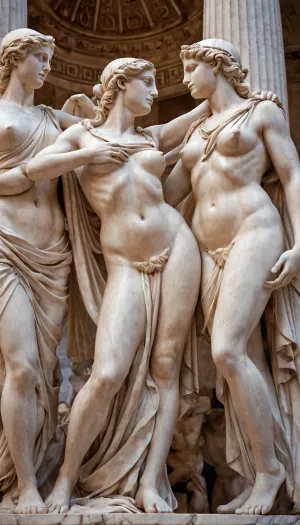 Группа художников создала фотореалистический образ Афины и Афродиты, созданный ИИ, трогающий друг друга, оставляя зрителей безречными