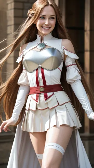 Aasuna, एक पूर्ण शरीर और लंबे बाल के साथ, उच्च गुणवत्ता वाले कवच था जिसने अपने घटों को बढ़ा दिया था। उसके स्तन नंगे थे और उसकी कमर पतली थी। वह उच्च गुणवत्ता वाले कवच को पहनती है जो उसकी घटता को बढ़ाती है। वह एक हाथ में आयोजित