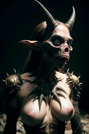 woman, (sharp image, extremely detailed, ultra-detailed, masterpiece, 8K, uhd, best quality), (smirk:.75), (caucasian:.5), (hourglass figure:.75), (nipples:.75), (perfecteyes:.15), (red lipstick:.25), (eyeliner:.15), (lilac eyes:.5), (european:.25), octane render, weta workshop, ancient yet stunningly nude female beautiful alien queen crone, witch that is also part shoggoth, part xenomorph and relative to the creature in the annihilation movie. slightly amorphous biological taxonomic old creature by michael whelan, dariusz zawadzki, juan miro, hieronymus bosch, zdzislaw beksinski and mobius. 8 k resolution, 8 k 3 d hyperrealism, claymation hyperdetailed photorealistic high, gloss backlit kodak creepy decaying mangled form. evil, lovecraftian, mystic occult arcane, undead, eldritch fallen angel sorcereress alien. 8 k resolution concept art photorealism. hideous, grotesque, ominous, creepy, mangled, decaying, slimy, wet, mucous covered, evil, satanic, tribal, pagan, blind sorcerer, pig faced, boar, man. hyperdetailed, hyperrealism, testicle sucking, from side, pov, hand on head