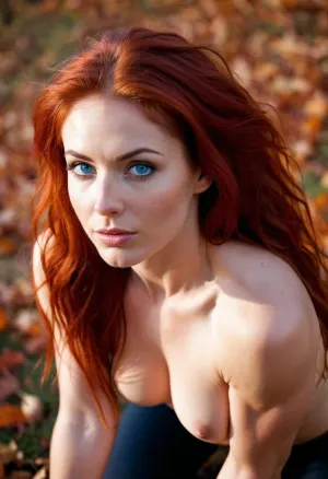 woman, ((25yo fitness model on her knees)), bright red autumn red hair, ((skinny face)), ((long messy after sex hair frames her face)), tousled hair, blue eyes, skinny, perfect body, pov, looking up at viewer, eye contact, (detailed face:1.3), naked, <lora:edgOrgasm_v2:.5>, <lora:edgGreekDollLikenessv1:.5>, <lora:suckhertonguealexzuov4:.5>