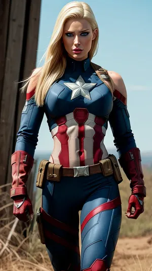 一个高大,肌肉发达,头发肮脏,眼睛蓝色的女子,在穿过树林时身着细滑的衣服. 在她扫描该地区时,她脸上的表情很严谨,有危险的迹象。 突然,她听到生锈声