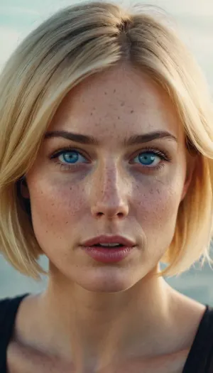 37 세 프랑스어 소녀 와 평균 고도, 금발의 머리, 과 슬림 바디 covered 에 stick 아웃 그녀의 혀 로 그녀 looks 에 the camera 와 미소 에 그녀의 얼굴